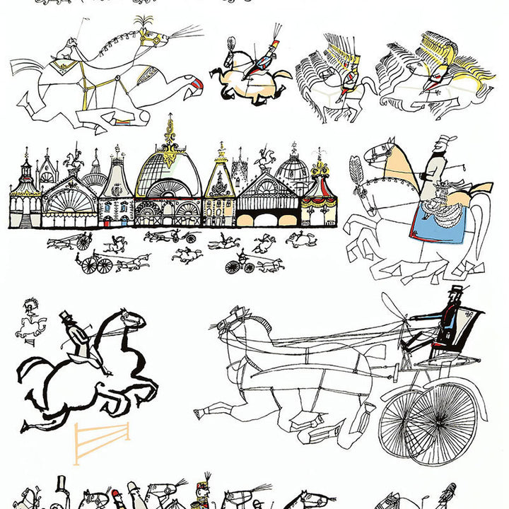 Horses Multi On White 2703960 by Schumacher Wallcovering
