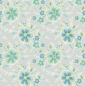Chloe Green Floral Wallpaper by Brewster
