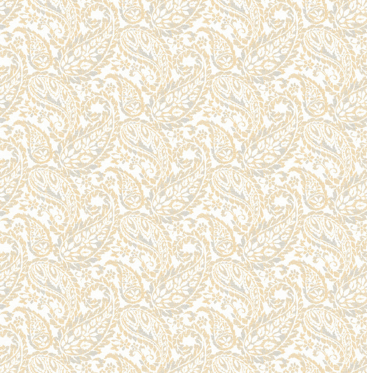 Adrian Honey Paisley Wallpaper by Brewster For Your Bath III Covers about 56.4 square feet 20.5-in by 33-ft long roll Unpasted 5.2 - Fabric Carolina -