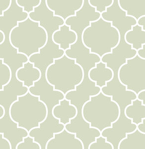 Desiree Sage Sage Quatrefoil Wallpaper by Brewster