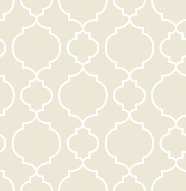 Desiree Taupe Quatrefoil Wallpaper by Brewster For Your Bath III Covers about 56.4 square feet 20.5-in by 33-ft long roll Unpasted 10.5 - Fabric Carolina -