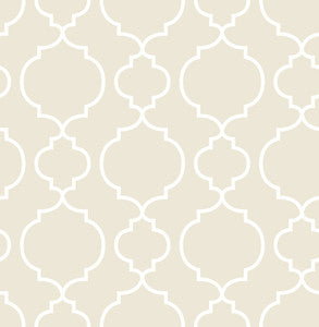 Desiree Taupe Quatrefoil Wallpaper by Brewster
