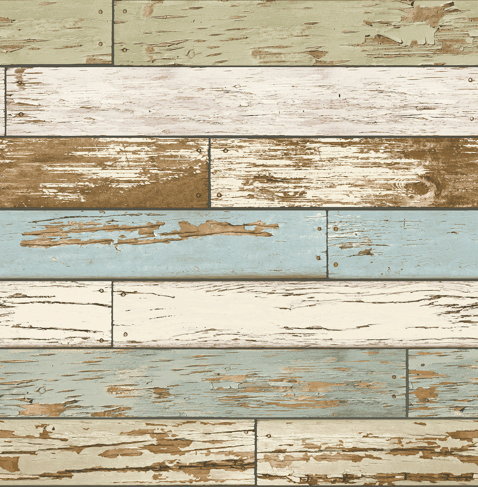 Levi Blue Scrap Wood Wallpaper by Brewster For Your Bath III Covers about 56.4 square feet 20.5-in by 33-ft long roll Unpasted 21 - Fabric Carolina -