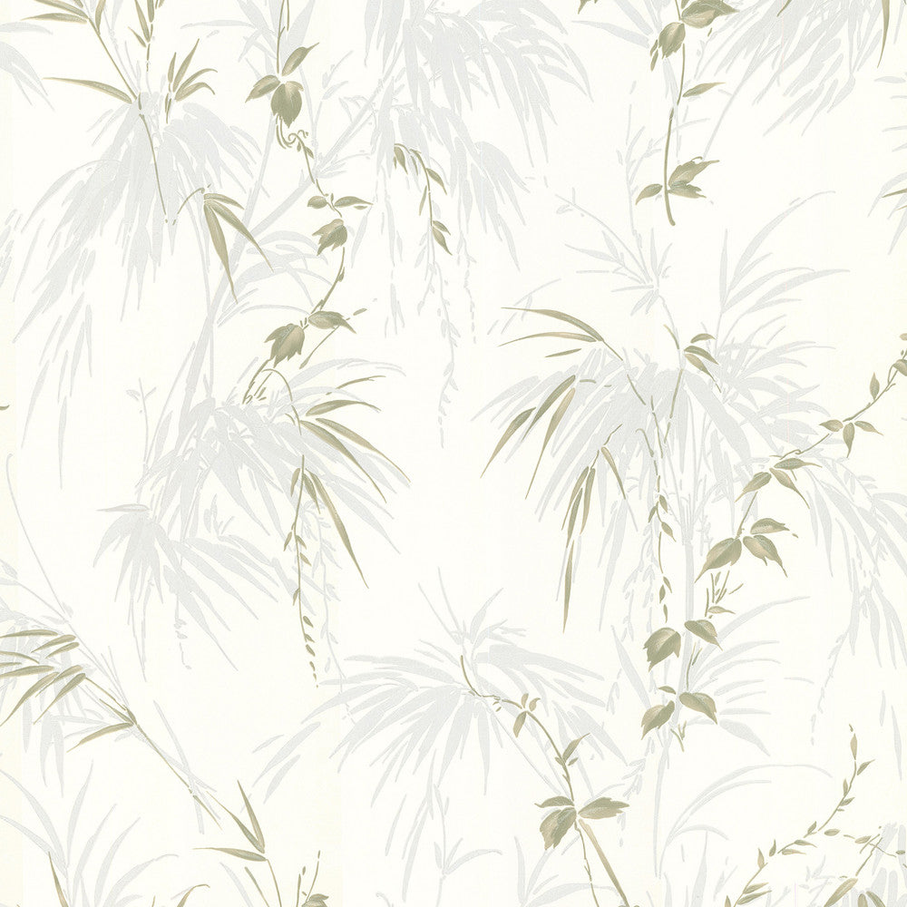 Zumi Blue Palm Leaves Wallpaper by Brewster For Your Bath III Covers about 56.4 square feet 20.5-in by 33-ft long roll Unpasted 10.43 - Fabric Carolina -