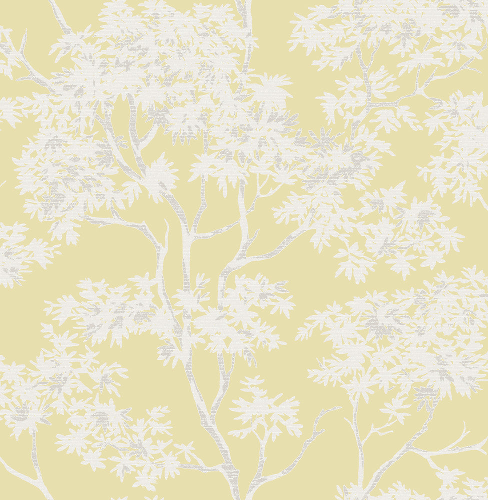 Paix Yellow Trees Wallpaper by Brewster For Your Bath III Covers about 56.4 square feet 20.5-in by 33-ft long roll Unpasted 10.43 - Fabric Carolina -