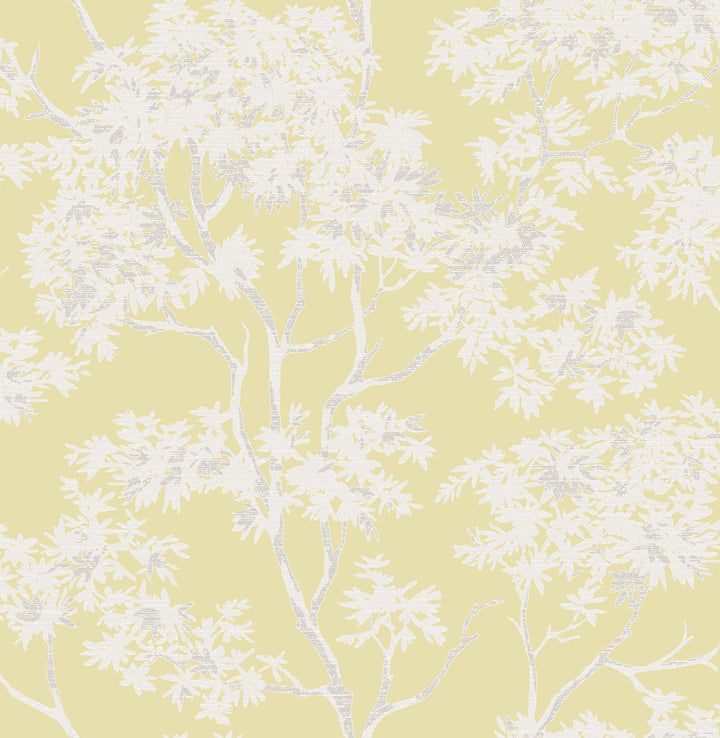 Paix Yellow Trees Wallpaper by Brewster For Your Bath III Covers about 56.4 square feet 20.5-in by 33-ft long roll Unpasted 10.43 - Fabric Carolina -