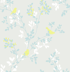 Chirp Grey Birds & Trees Wallpaper by Brewster