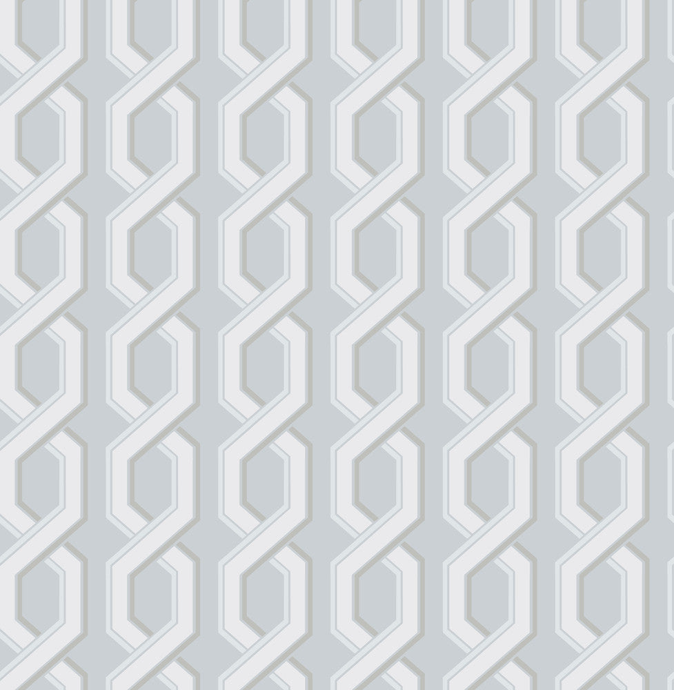 Twist Blue Geometric Wallpaper by Brewster For Your Bath III Covers about 56.4 square feet 20.5-in by 33-ft long roll Unpasted 3.5 - Fabric Carolina -