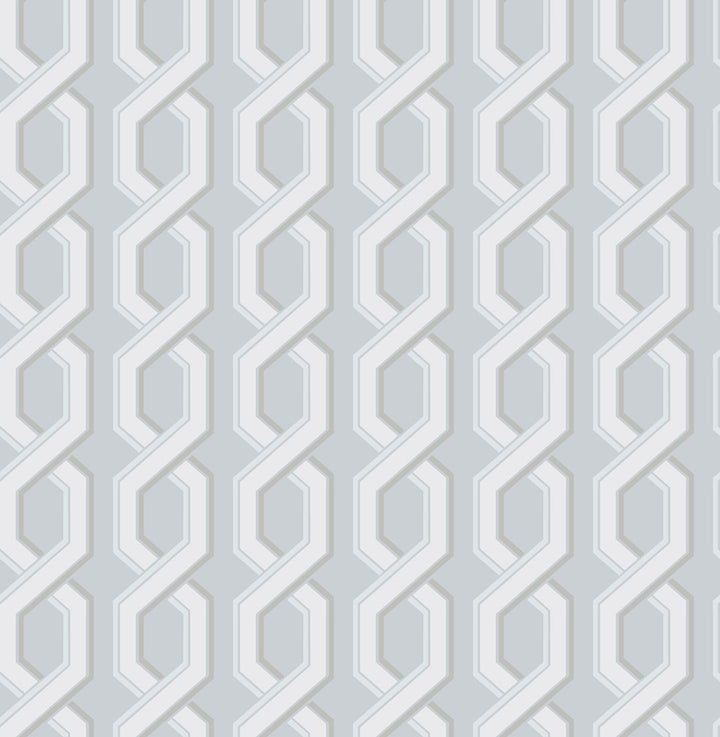 Twist Blue Geometric Wallpaper by Brewster For Your Bath III Covers about 56.4 square feet 20.5-in by 33-ft long roll Unpasted 3.5 - Fabric Carolina -