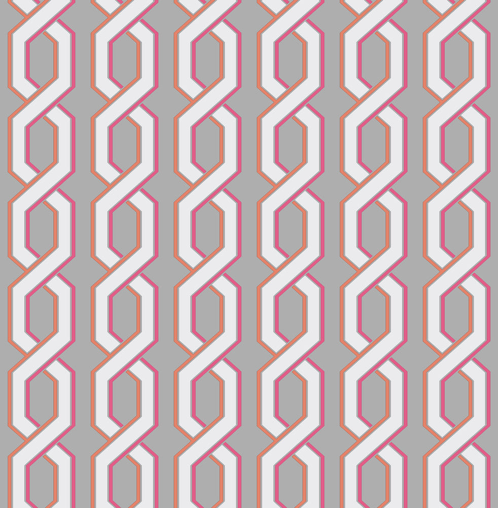 Twist Pink Geometric Wallpaper by Brewster For Your Bath III Covers about 56.4 square feet 20.5-in by 33-ft long roll Unpasted 3.5 - Fabric Carolina -