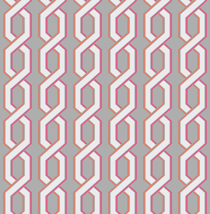 Twist Pink Geometric Wallpaper by Brewster For Your Bath III Covers about 56.4 square feet 20.5-in by 33-ft long roll Unpasted 3.5 - Fabric Carolina -