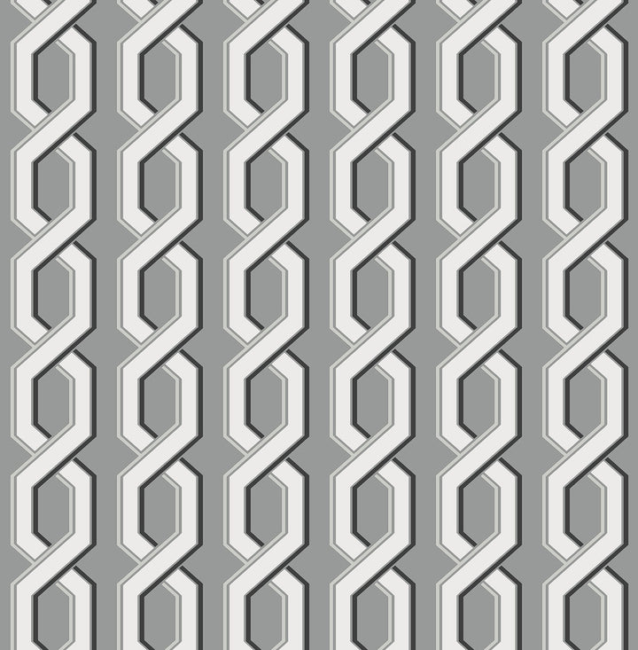 Twist Black Geometric Wallpaper by Brewster For Your Bath III Covers about 56.4 square feet 20.5-in by 33-ft long roll Unpasted 3.5 - Fabric Carolina -