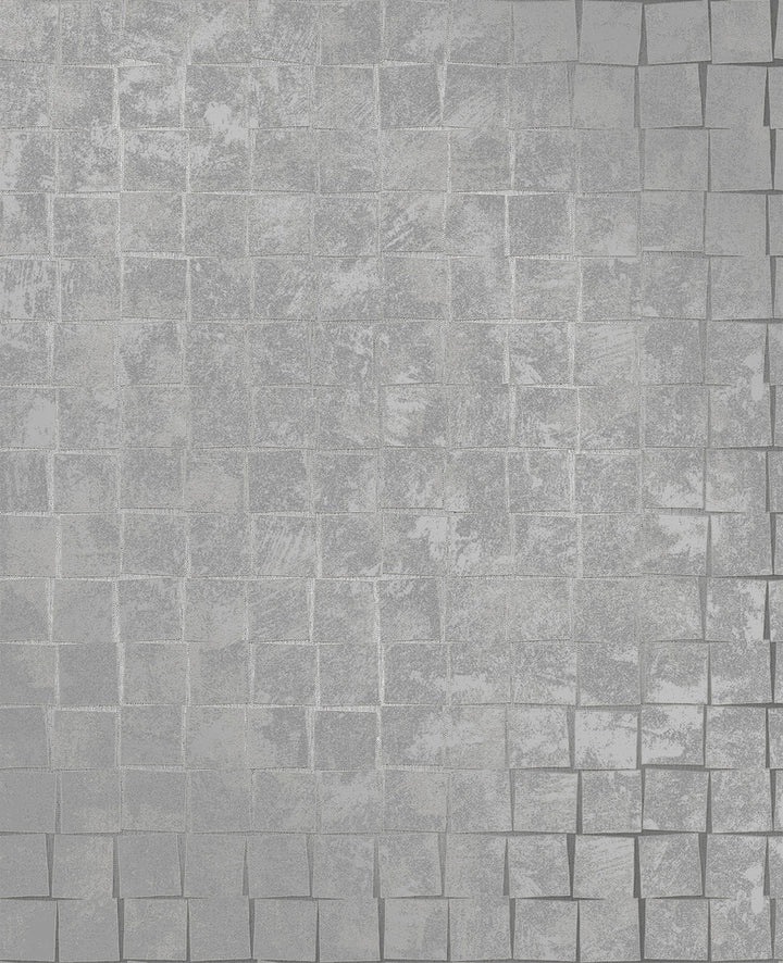 Dagmar Silver Medium Squares Wallpaper by Brewster For Your Bath III Covers about 56.4 square feet 20.5-in by 33-ft long roll Unpasted 25.2 - Fabric Carolina -