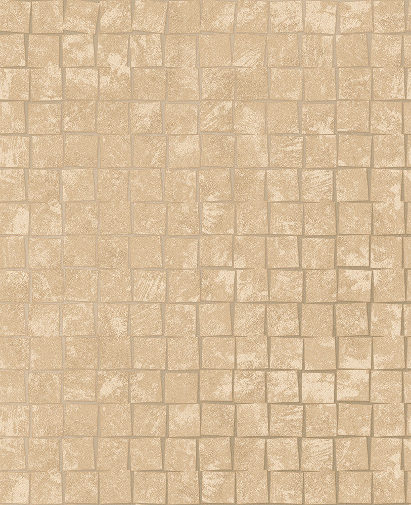 Dagmar Gold Medium Squares Wallpaper by Brewster For Your Bath III Covers about 56.4 square feet 20.5-in by 33-ft long roll Unpasted 25.2 - Fabric Carolina -