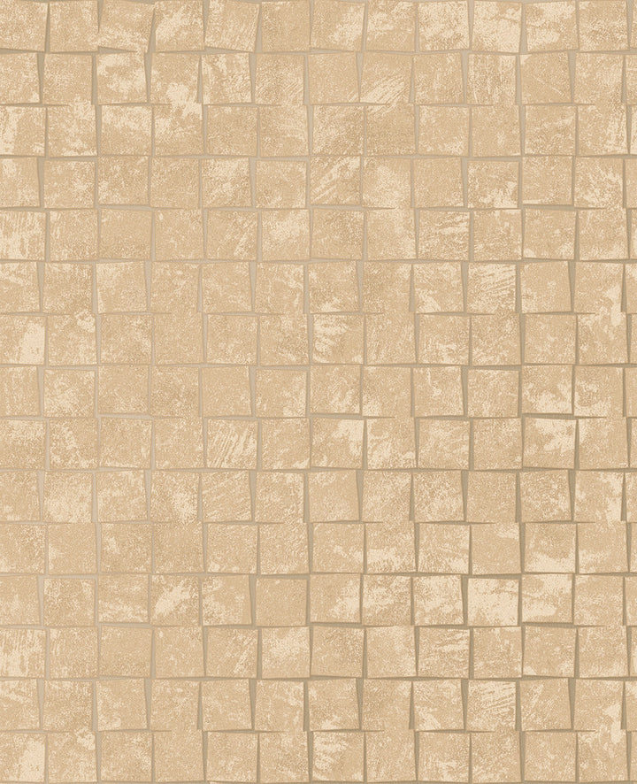 Dagmar Gold Medium Squares Wallpaper by Brewster For Your Bath III Covers about 56.4 square feet 20.5-in by 33-ft long roll Unpasted 25.2 - Fabric Carolina -