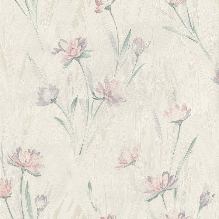 Gloria Peach Floral Wallpaper by Brewster For Your Bath III Covers about 56.4 square feet 20.5-in by 33-ft long roll Unpasted 20.9 - Fabric Carolina -