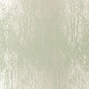 Birches Aqua/Silver 2707241 by Schumacher Wallcovering