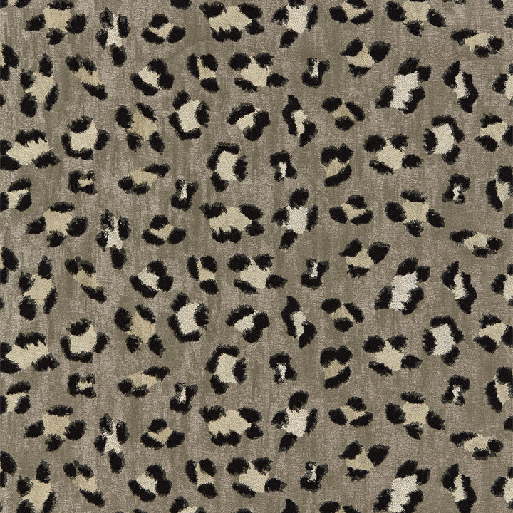 Broderie Leopard Ebony On Silver 27075-003 by Scalamandre Fabric SPRING 2016 59% Viscose, 37% Cotton, - Dry Clean Only 8 7/8" 52 3/4" - Fabric Carolina -
