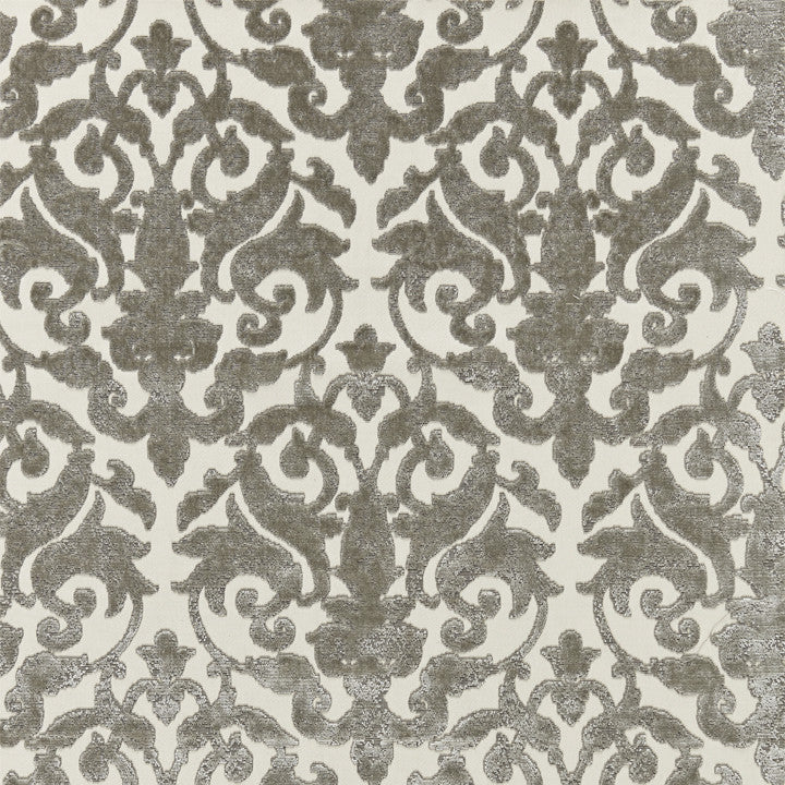 Venezia Silk Velvet Pewter 27078-002 by Scalamandre Fabric SPRING 2016 51% Silk, 49% Cotton - Dry Clean Only V. 18 7/8", H. 13 3/8" 55" - Fabric Carolina -