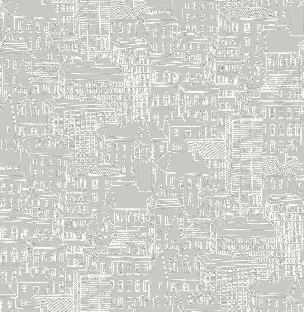 Limelight Grey City Wallpaper by A-Street Prints Eclipse Covers about 56.4 square feet 20.5-in by 33-ft long roll Unpasted 20.9 - Fabric Carolina -