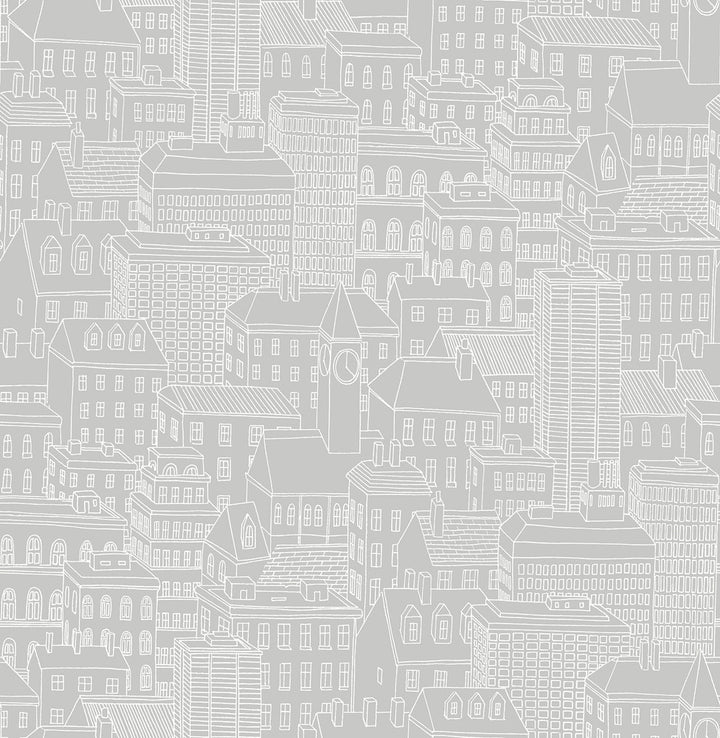 Limelight Grey City Wallpaper by A-Street Prints Eclipse Covers about 56.4 square feet 20.5-in by 33-ft long roll Unpasted 20.9 - Fabric Carolina -