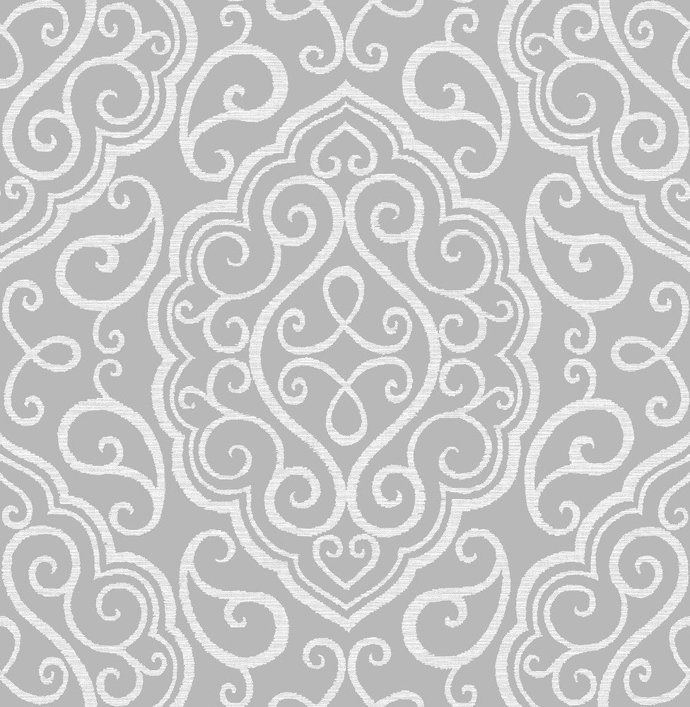 Heavenly Grey Damask Wallpaper by A-Street Prints Eclipse Covers about 56.4 square feet 20.5-in by 33-ft long roll Unpasted 20.9 - Fabric Carolina -