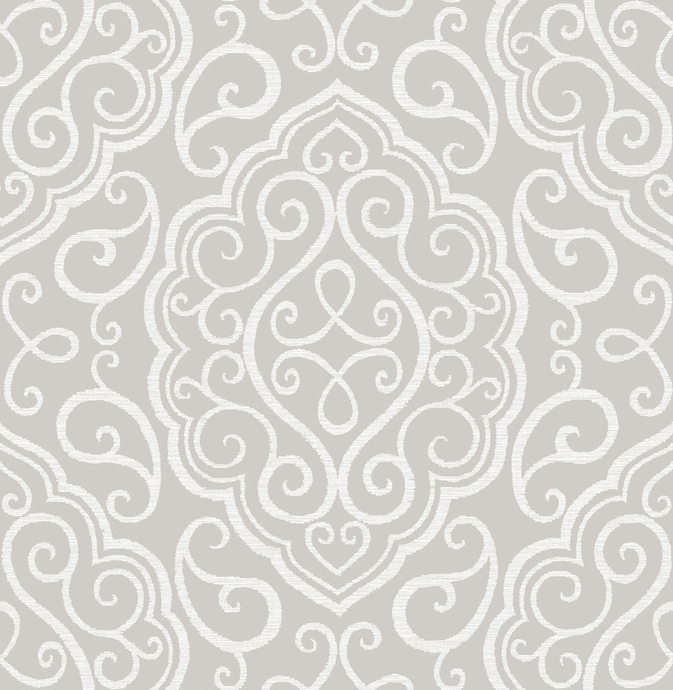 Heavenly Taupe Damask Wallpaper by A-Street Prints Eclipse Covers about 56.4 square feet 20.5-in by 33-ft long roll Unpasted 20.9 - Fabric Carolina -