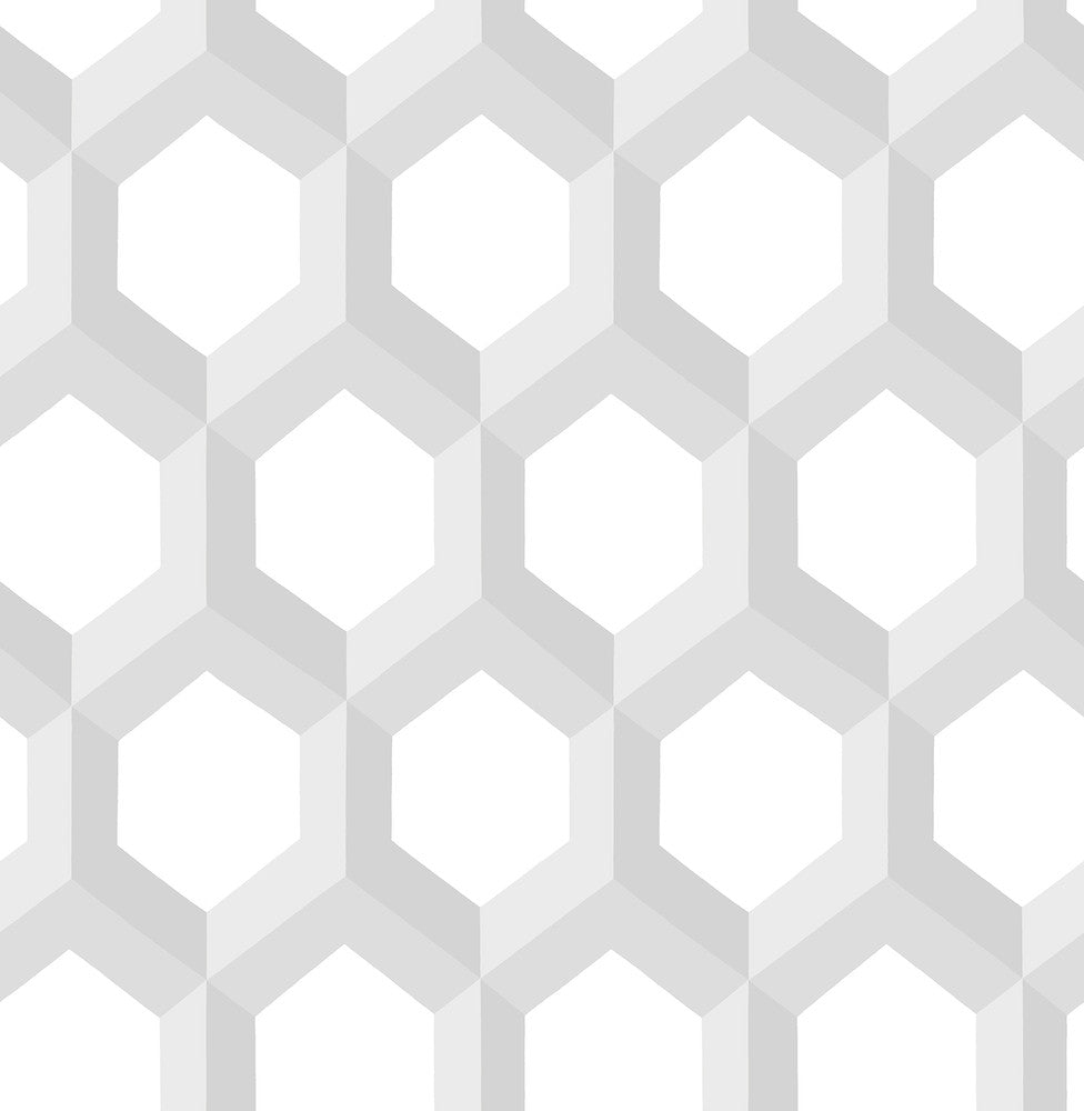 Hex Grey Geometric Wallpaper by A-Street Prints Eclipse Covers about 56.4 square feet 20.5-in by 33-ft long roll Unpasted 10.4 - Fabric Carolina -