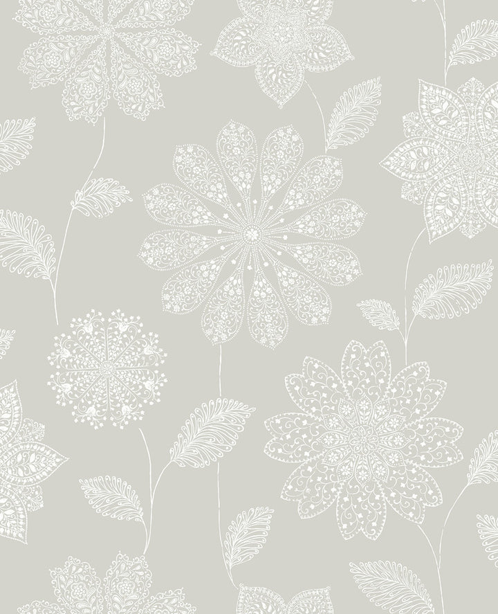 Panache Taupe Floral Wallpaper by A-Street Prints Eclipse Covers about 56.4 square feet 20.5-in by 33-ft long roll Unpasted 12.6 - Fabric Carolina -