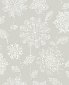 Panache Taupe Floral Wallpaper by A-Street Prints