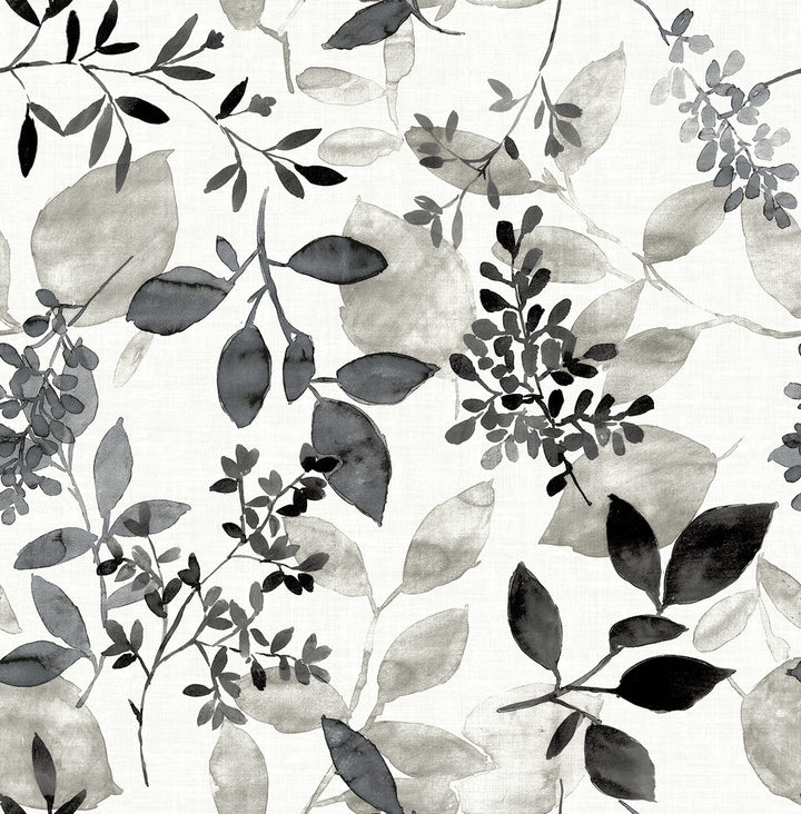 Gossamer Black Botanical Wallpaper by A-Street Prints Eclipse Covers about 56.4 square feet 20.5-in by 33-ft long roll Unpasted 20.9 - Fabric Carolina -