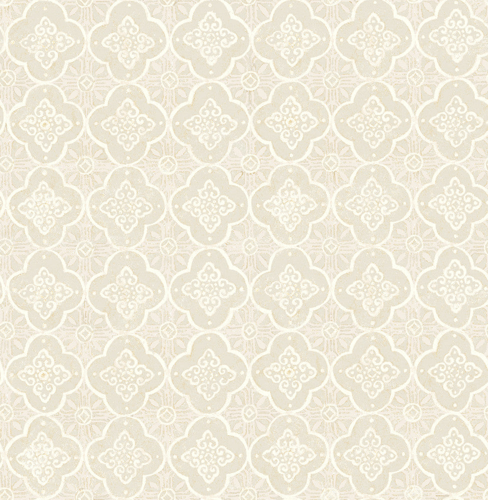 Seville Beige Geometric Tile Wallpaper by Brewster Brewster Essentials Covers about 56.4 square feet 20.5-in by 33-ft long roll Unpasted 21 - Fabric Carolina -