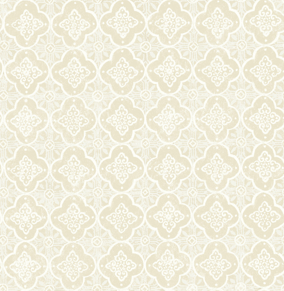 Seville Wheat Geometric Tile Wallpaper by Brewster Brewster Essentials Covers about 56.4 square feet 20.5-in by 33-ft long roll Unpasted 21 - Fabric Carolina -