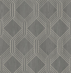 Colmar Charcoal Geo Lattice Wallpaper by Brewster
