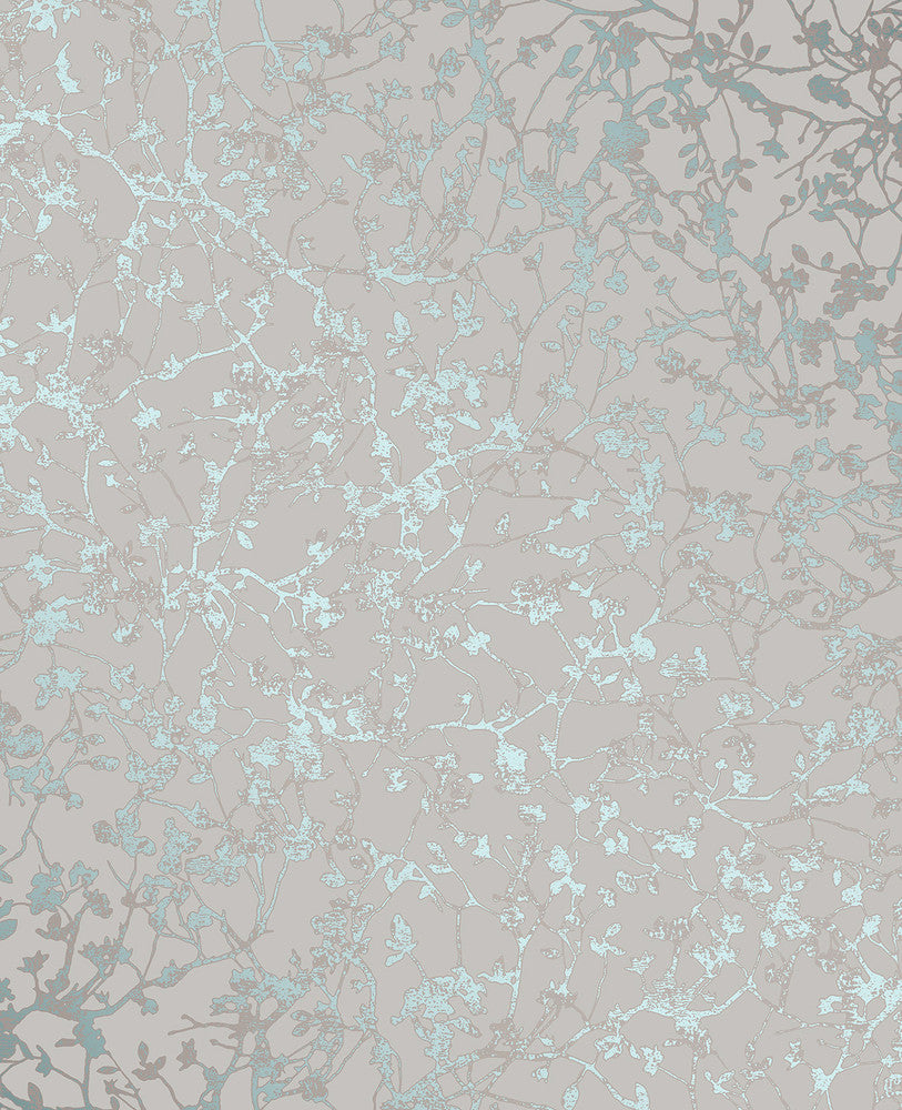 Palatine Teal Leaves Wallpaper by Decorline Essence Covers about 56.4 square feet 20.5-in by 33-ft long roll Unpasted 25 - Fabric Carolina -