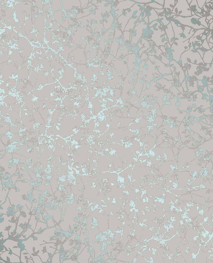 Palatine Teal Leaves Wallpaper by Decorline Essence Covers about 56.4 square feet 20.5-in by 33-ft long roll Unpasted 25 - Fabric Carolina -