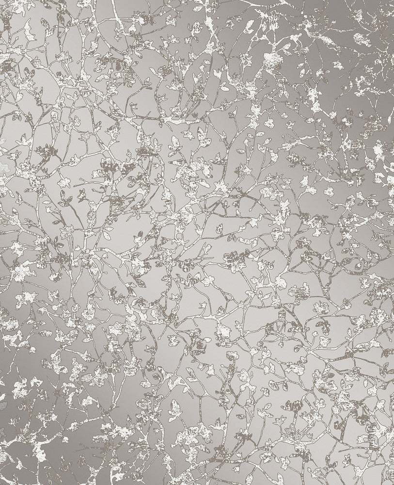 Palatine Grey Leaves Wallpaper by Decorline Essence Covers about 56.4 square feet 20.5-in by 33-ft long roll Unpasted 25 - Fabric Carolina -