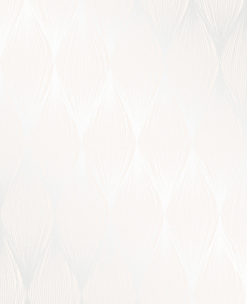 Gleam Cream Linear Ogee Wallpaper by Decorline Essence Covers about 56.4 square feet 20.5-in by 33-ft long roll Unpasted 6.3 - Fabric Carolina -