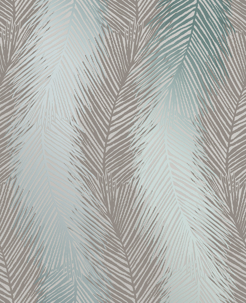 Wheaton Teal Leaf Wave Wallpaper by Decorline Essence Covers about 56.4 square feet 20.5-in by 33-ft long roll Unpasted 25 - Fabric Carolina -