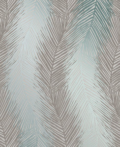 Wheaton Teal Leaf Wave Wallpaper by Decorline