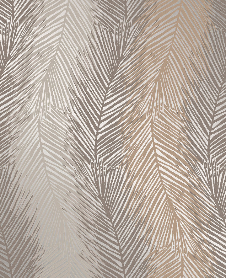 Wheaton Bronze Leaf Wave Wallpaper by Decorline Essence Covers about 56.4 square feet 20.5-in by 33-ft long roll Unpasted 25 - Fabric Carolina -