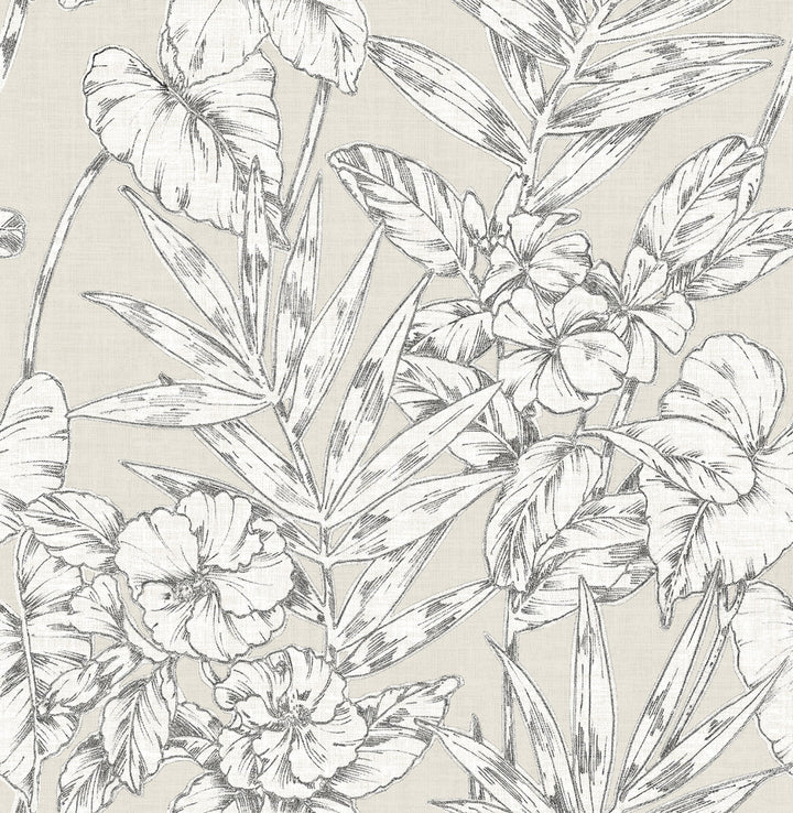 Fiji Beige Floral Wallpaper by A-Street Prints Solstice Covers about 56.4 square feet 20.5-in by 33-ft long roll Unpasted 20.9 - Fabric Carolina -
