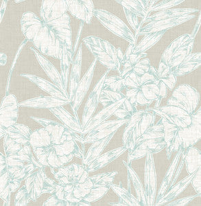 Fiji Turquoise Floral Wallpaper by A-Street Prints
