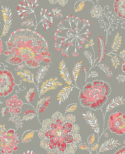 Tropez Coral Jacobean Wallpaper by A-Street Prints