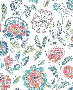 Tropez Teal Jacobean Wallpaper by A-Street Prints