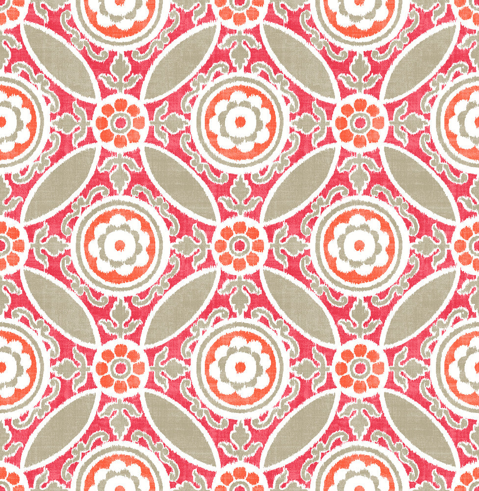 Maya Pink Medallion Wallpaper by A-Street Prints Solstice Covers about 56.4 square feet 20.5-in by 33-ft long roll Unpasted 20.9 - Fabric Carolina -