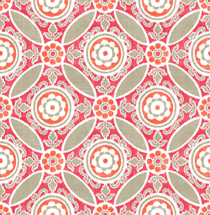 Maya Pink Medallion Wallpaper by A-Street Prints Solstice Covers about 56.4 square feet 20.5-in by 33-ft long roll Unpasted 20.9 - Fabric Carolina -