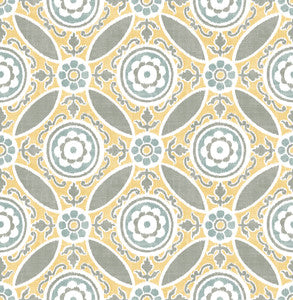 Maya Yellow Medallion Wallpaper by A-Street Prints