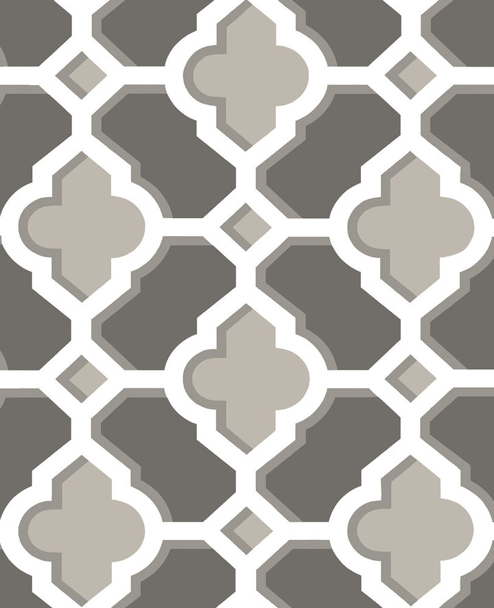Lido Grey Quatrefoil Wallpaper by A-Street Prints Solstice Covers about 56.4 square feet 20.5-in by 33-ft long roll Unpasted 12.6 - Fabric Carolina -