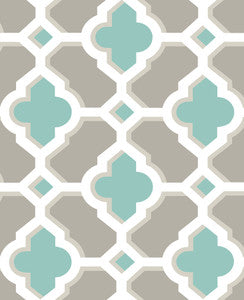 Lido Turquoise Quatrefoil Wallpaper by A-Street Prints